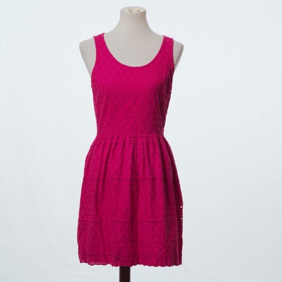 Elle Dresses & Skirts - Elle Shell Embroidery Mini Cotton Dress Hot Pink 8